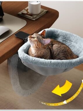 Cat Desk Bed - One-Click Folding,Sunken Design & Space-Saving Semi-Circular Cat